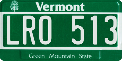 VT license plate LRO513