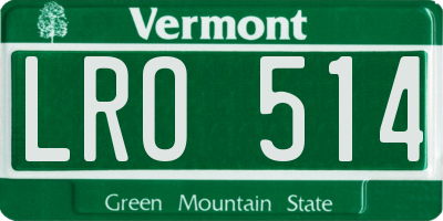 VT license plate LRO514