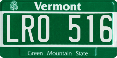 VT license plate LRO516