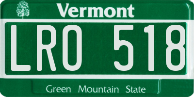 VT license plate LRO518