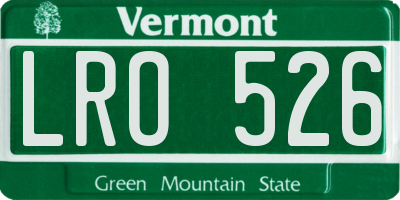 VT license plate LRO526