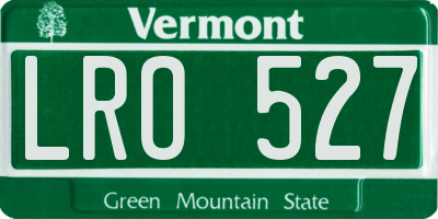 VT license plate LRO527