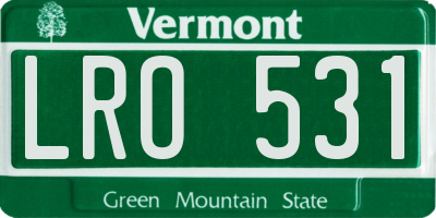 VT license plate LRO531