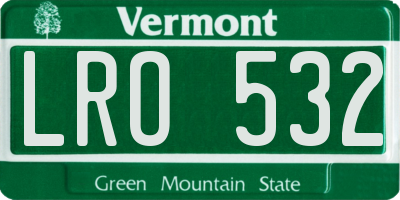 VT license plate LRO532