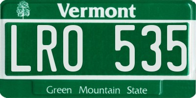 VT license plate LRO535