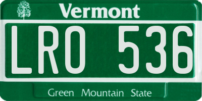 VT license plate LRO536