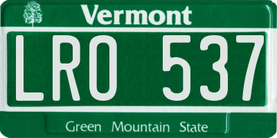 VT license plate LRO537