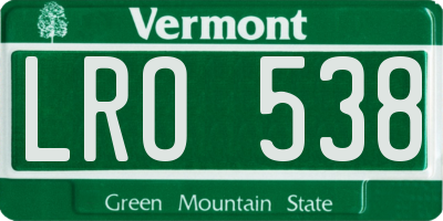 VT license plate LRO538