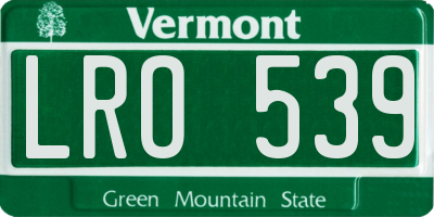 VT license plate LRO539