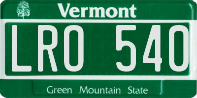 VT license plate LRO540