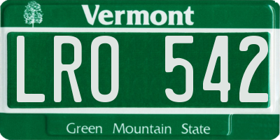 VT license plate LRO542