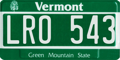 VT license plate LRO543