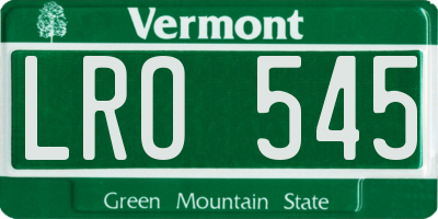 VT license plate LRO545