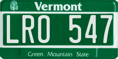 VT license plate LRO547