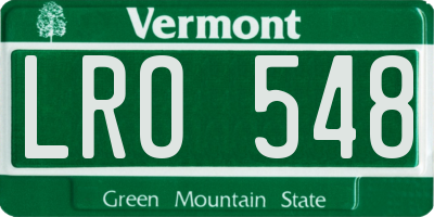VT license plate LRO548
