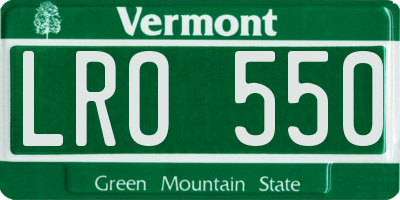 VT license plate LRO550