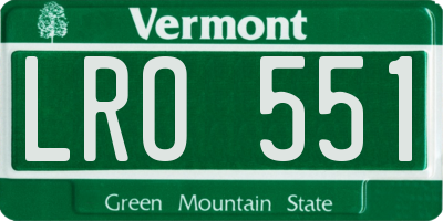 VT license plate LRO551