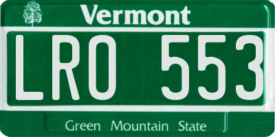 VT license plate LRO553
