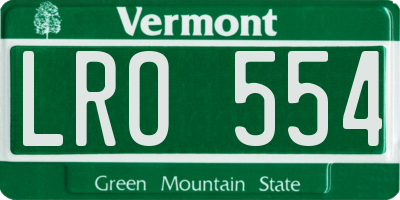 VT license plate LRO554
