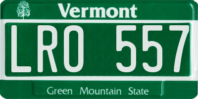 VT license plate LRO557