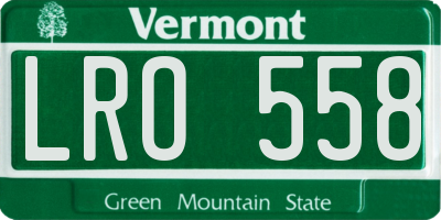 VT license plate LRO558