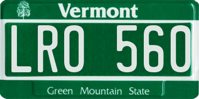 VT license plate LRO560