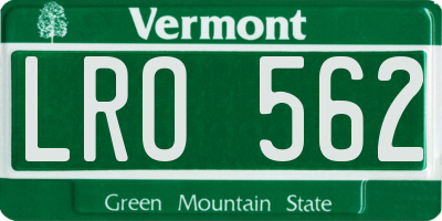 VT license plate LRO562