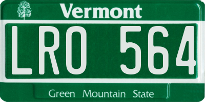 VT license plate LRO564