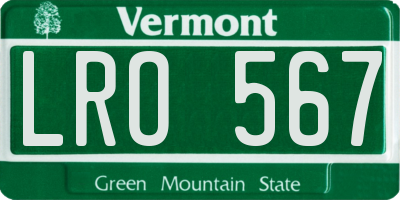 VT license plate LRO567