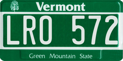 VT license plate LRO572