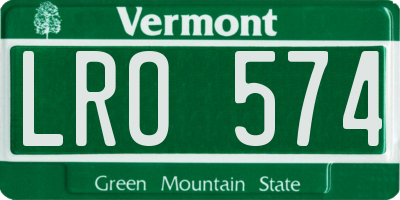 VT license plate LRO574