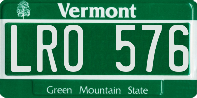 VT license plate LRO576