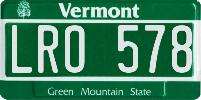 VT license plate LRO578