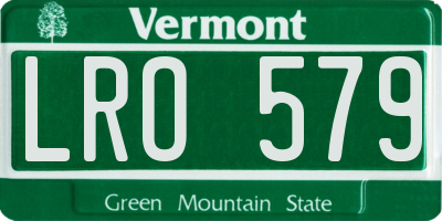 VT license plate LRO579