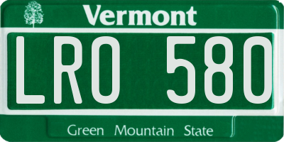 VT license plate LRO580