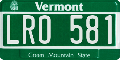 VT license plate LRO581