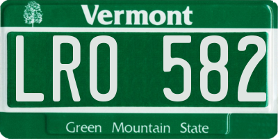 VT license plate LRO582