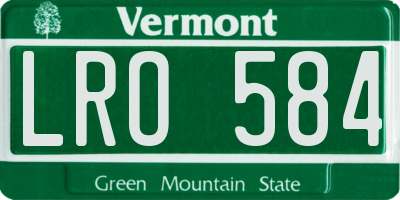 VT license plate LRO584