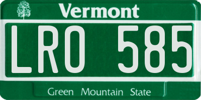 VT license plate LRO585
