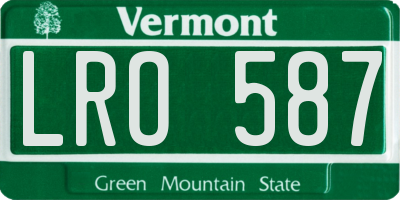 VT license plate LRO587