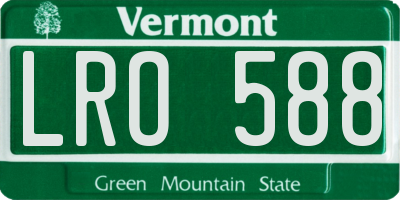 VT license plate LRO588