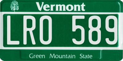VT license plate LRO589