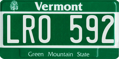 VT license plate LRO592