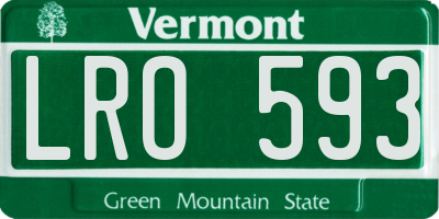VT license plate LRO593