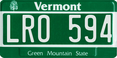 VT license plate LRO594