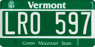 VT license plate LRO597