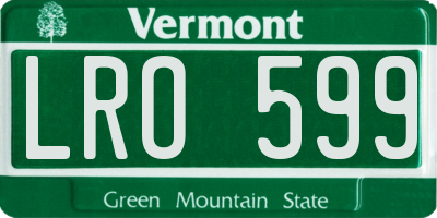 VT license plate LRO599