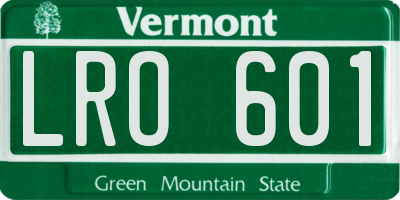 VT license plate LRO601