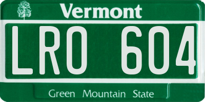 VT license plate LRO604