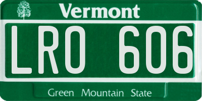 VT license plate LRO606